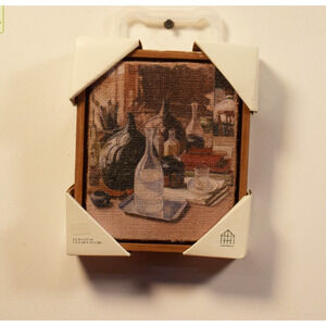 Hearth & Hand with Magnolia 6.5x5.5 Vertical Still Life Bottle Framed Burlap Art